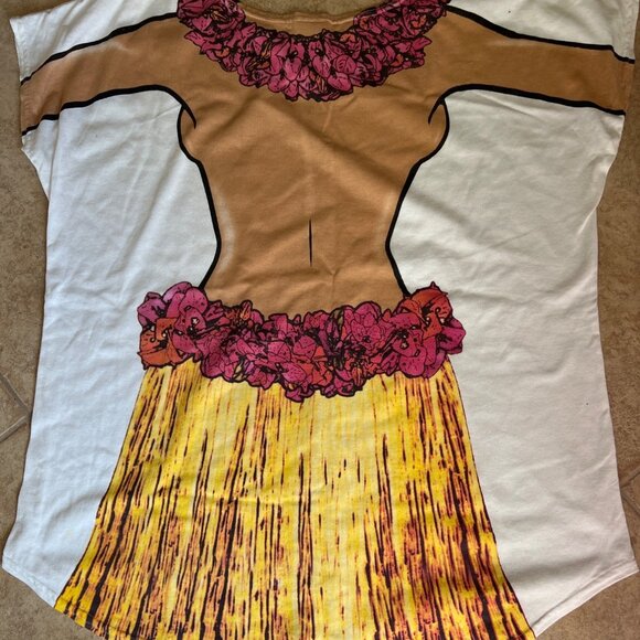 BODY DREAMS swim cover t shirt FEMALE Hawaiian Hula skirt & lei - Picture 2 of 4